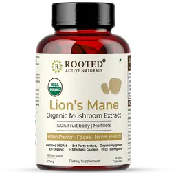 Rooted Active Naturals Lions Mane Organic Mushroom Extract for Brain Health icon