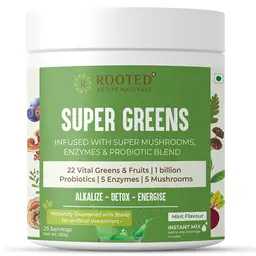 Rooted Active Naturals Super Greens  with Mushrooms and Herbs blend for Promoting Vitality and Mental Clarity icon