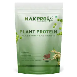 Nakpro Vegan Plant Protein Powder with Pea Protein & Brown Rice Protein), 25.2g Protein, 4.9g BCAA for Muscle Gain and Recovery