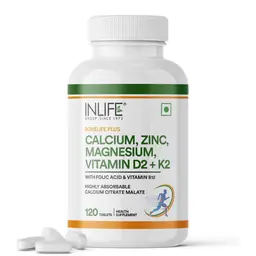 INLIFE - Calcium Magnesium Zinc Vitamin D K2 Folic Acid & B12 Vegetarian Tablets, Bone & Joint Support Supplement | Calcium Supplement icon