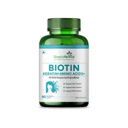 Simply Herbal Natural Biotin Vitamin B7 Capsules for Hair & Skin Enriched With Keratin + Amino Acid For Men & Women  - 90 Capsules icon