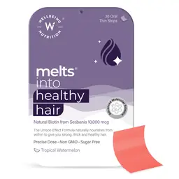 Wellbeing Nutrition Melts Healthy Hair with Zinc, Bamboo Extract, Folic acid for Hair Nourishment, Strength and Thickness