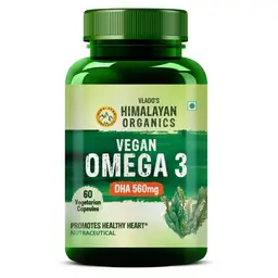 Vlado's Himalayan Organics Vegan Omega 3 with DHA 560mg for Healthy Heart, Joints & Eyes