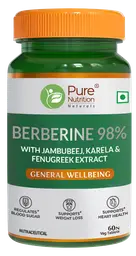 Pure Nutrition BERBERINE 98% with Jamubeej, Karela, Fenugreek Extract for Weight management, Balance sugar level and Support Heart Health icon