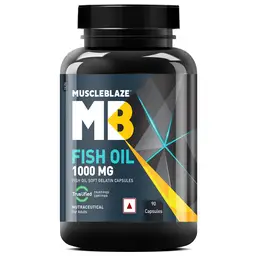 MuscleBlaze -  Omega 3 Fish Oil Capsules - with DL-alpha Tocopheryl Acetate - for Promoting Overall Health