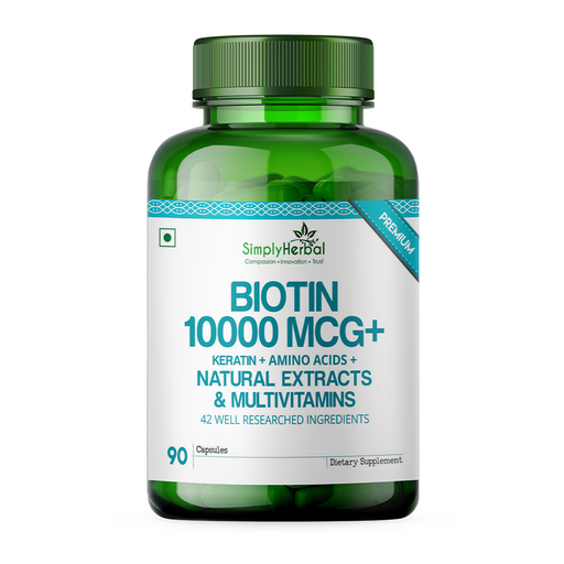 Buy Simply Herbal Natural Biotin Vitamin B7 Capsules for Hair & Skin ...