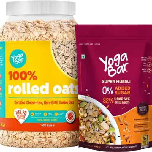 Buy Yogabar High Protein Rolled Oats 1kg - No added Sugar Muesli
