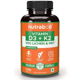 Nutrabud Veg Vitamin D3 + K2 MK7 for Immune System and Joint Care icon