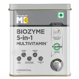 MuscleBlaze Biozyme Daily Multivitamin  5-in-1 Supplement with Vitamins, Minerals, Joint, T-Booster Blend for Higher Energy and Improved Performance Levels icon