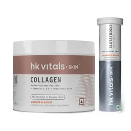 HealthKart HK Vitals Skin Radiance Collagen Powder, Marine Collagen (Orange, 100 g) & Glutathione Effervescent, 15 Tablets (Orange) icon