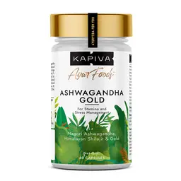 Kapiva Ashwagandha Gold Capsules - With Himalayan Shilajit, Gokshura & Black Musli - For Stress, Anxiety, Sleep & Stamina