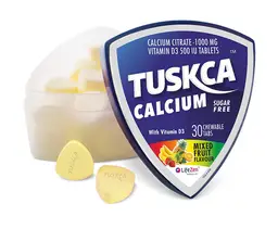 Lifezen - Tuskca Calcium with Vitamin D3 Sugar Free Chewable Tablet Orange - Helps to improve bone mineral density. Reduce the risk of osteoporosis and osteopenia icon