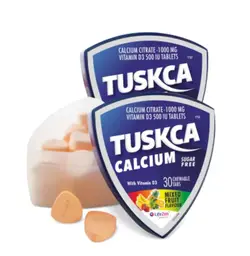 Lifezen - Tuskca Calcium with Vitamin D3 Sugar Free Chewable Tablet Orange - Helps to improve bone mineral density. Reduce the risk of osteoporosis and osteopenia icon