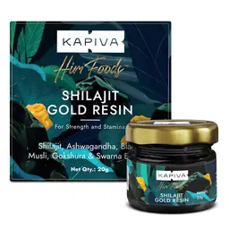 Kapiva Him Foods Shilajit Gold Resin - Coffee Arabica & Haldi with antioxidants, soluble chlorogenic acid insoluble Curcumin in a bioavailability enhanced matrix which helps in improving performance.