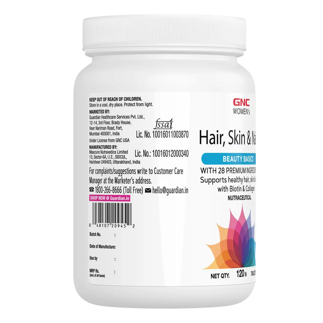 Amazon.com: GNC Women's Hair, Skin & Nails | Daily Multivitamin Blend |  Biotin (3,000 mcg), Hyaluronic Acid, Vitamins C & E with Niacin | Added  Antioxidants | Supports Womens Health and Beauty |