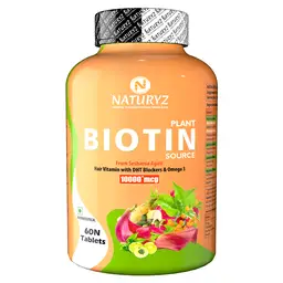 Naturyz 100% Plant Based Biotin Tablets with High Protein Vitamin DHT Omega 3 for Strong Hairs, Nails Growth and Glowing Skin icon