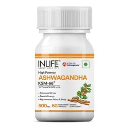 Inlife Ashwagandha KSM-66 (500 mg) with Withania Somnifera Extract for Extra Strength and Energy icon