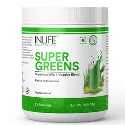 INLIFE Super Greens Powder Supplement with Moringa, Spirulina for Energy, Immune Support and Detox  icon