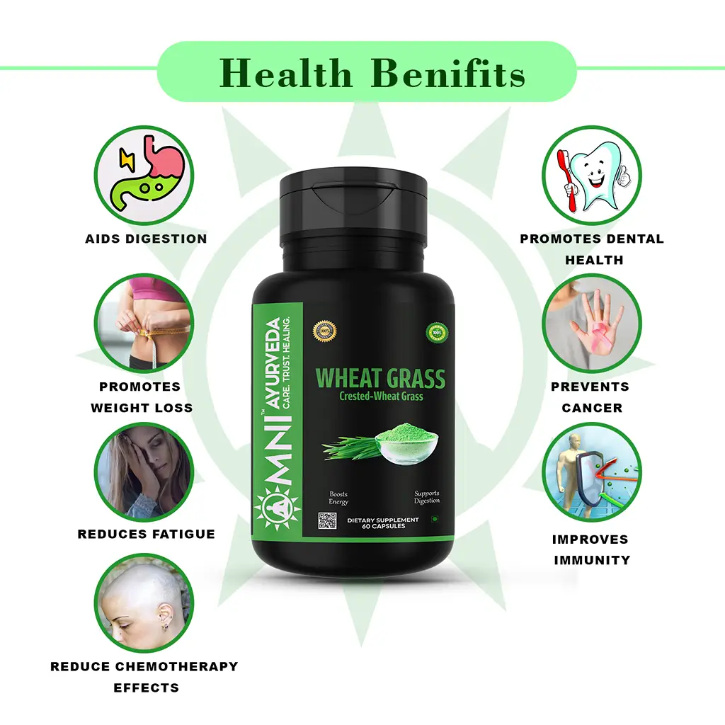 Buy Omni Ayurveda Wheat Grass Capsules Detoxification