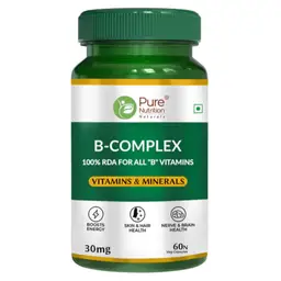 Pure Nutrition Vitamin B-Complex 100% RDA with B1, B2, B3, B5, B6, & B9 for Immunity and Support Hair Growth icon