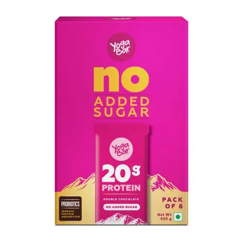 Yogabar No Added Sugar 20g Protein Bars, High Protein & Energy Bars, Added Probiotics & Whey, 20g Protein & 10g Fibre Nutrition Bars, Pack of 5  x 70g Each