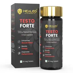 Healeo Testo Forte for Men with Tribulus, Safed Musli, Panax Ginseng, L-Arginine for Enhances Stamina, Muscle Strength and Power