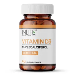 INLIFE Vitamin D3 60000 IU Chewable Tablets with Cholecalciferol for Promoting Strong and Healthy Bones icon