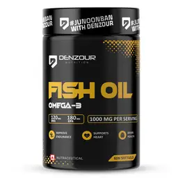 Denzour Nutrition Omega 3 Fish Oil 1000mg with 180 mg EPA and 120 mg DHA for Muscle & Joint Support, Healthy Heart and Brain Health icon