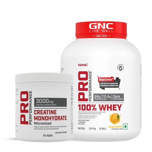 GNC Pro Performance 100% Whey Protein - 4 lbs - Mango Smoothie - GNC India