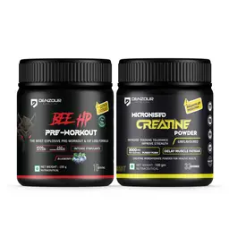 Denzour Nutrition Bee Hp Pre Workout 250mg Caffeine and 4500mg Beta-Alanine - Blueberry, 100g with Creatine Unflavoured- 100g icon