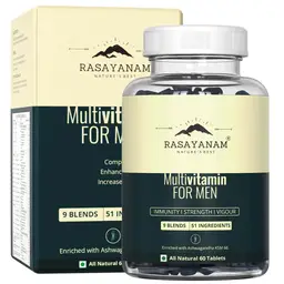 Rasayanam Multivitamin for Men with 51 ingredients & 9 Blends for Energy Levels and Gut Health