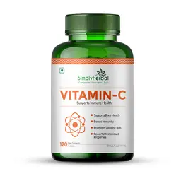 Simply Herbal Vitamin C Tablets for Glowing Skin & Face, Support Immune Health, Natural Brightening, Supplement Promote Body Immunity & Overall Beauty Health for Men & Women- 120 Tablets icon