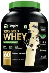 Fitspire Gold Standard 100% Whey Protein Isolate with 24 gm Protein and 4.3 gm BCAA for Lean Muscle Mass icon