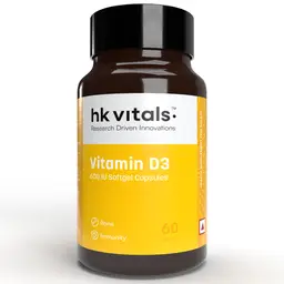 HealthKart -  HK Vitals Vitamin D3 (600 IU), with Sunflower Oil, Promotes Calcium Absorption, Bone Health, Muscle Strength & Immunity icon