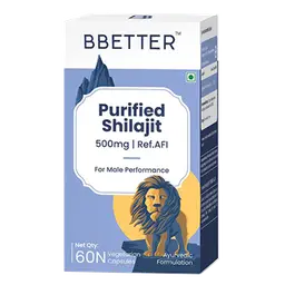 BBETTER VEDA Purified Shilajit 500mg | For Stamina, Strength and Vitality Support for Men