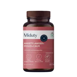 Miduty Anxiety+ Anger+Mood+Calm with Glycine, L-Theanine, KSM-66 Ashwagandha for Managing Anxiety, Reduce Anger and Supports Stress Level icon