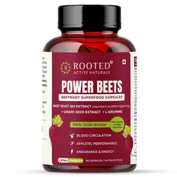 Rooted Active Naturals Power Beets with L-Arginine, Grape Seed Extract and Piperinel for Endurance and Heart Health icon