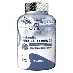 Naturyz Imported Icelandic COD Liver Oil Capsules with Natural Omega 3 (EPA & DHA) for Immunity, Skin, Eye, Muscle and Joint Health icon