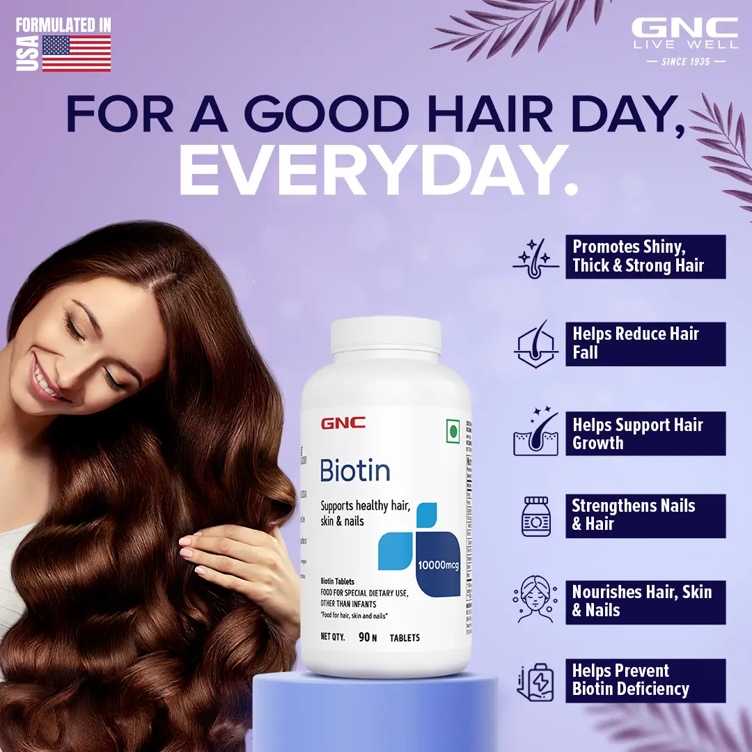 GNC Biotin 5000mg supports Hair, Skin & Nails 120 capsules(EXP: 2026) 健安喜  Biotin生物素 5000微克（支持頭髮·皮膚·指甲健康） | Shopee Singapore