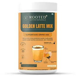 Rooted Active Naturals Golden Turmeric Milk Latte Mix with Nano Curcumin, MCT Powde for Stress and Antioxidant icon