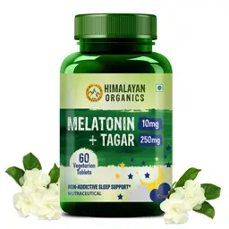 Vlado's Himalayan Organics Melatonin 10Mg + Tagar 250mg with Vitamin B6 and Calcium for Restful Sleep, Improved Focus and Relaxed Mind  icon