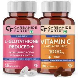 Carbamide Forte - Japanese Reduced L Glutathione 500mg with Vitamin C from Amla Extract for Skin Health - 30 Tablets Each