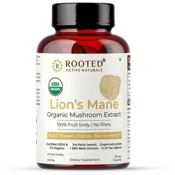 Rooted Active Naturals Lions Mane Organic Mushroom Extract for Brain Health icon