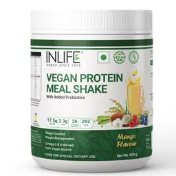 INLIFE - Vegan Plant Based Protein Powder Nutritional Meal Replacement Shake, 17.5g Protein, 26 Vitamins & Minerals, Non-Dairy, Lactose Free with Added Probiotics for Men and Women, 500g icon