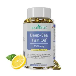 Neuherbs -  Deep Sea Omega 3 Fish Oil - Omega 3 Supplement | Fish Oil softgels with No Fishy Burps with Lemon Flavour- 30 Softgel for Men and women