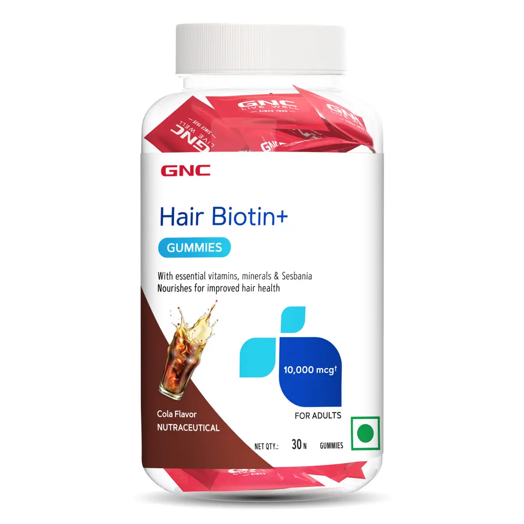 Buy GNC Hair Biotin+ Gummies with 100% RDA Biotin, 10,000 mcg Sesbania ...