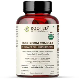 Rooted Active Naturals 7 Mushroom Complex Blend for Heart, Liver, Gut, Energy & Immunity icon