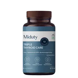 Miduty Triple Thyroid Care with Zinc, Selenium and KSM 66 Ashwagandha for Better Immune Health and Thyroid Health