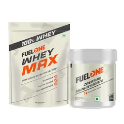 Fuel One Whey Protein Max Pouch Whey Protein (Chocolate, 1 kg / 2.2 lb) & Creatine Monohydrate 100gm (Unflavoured, 33 Servings) 