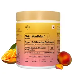 Setu Skin: Youthful Collagen Powder | Hydrolysed Marine Collagen Peptides with N-Acetylglucosamine, Vit C, Zinc and Biotin | Improves Skin Hydration, Elasticity & Texture - Peach Mango Flavour icon